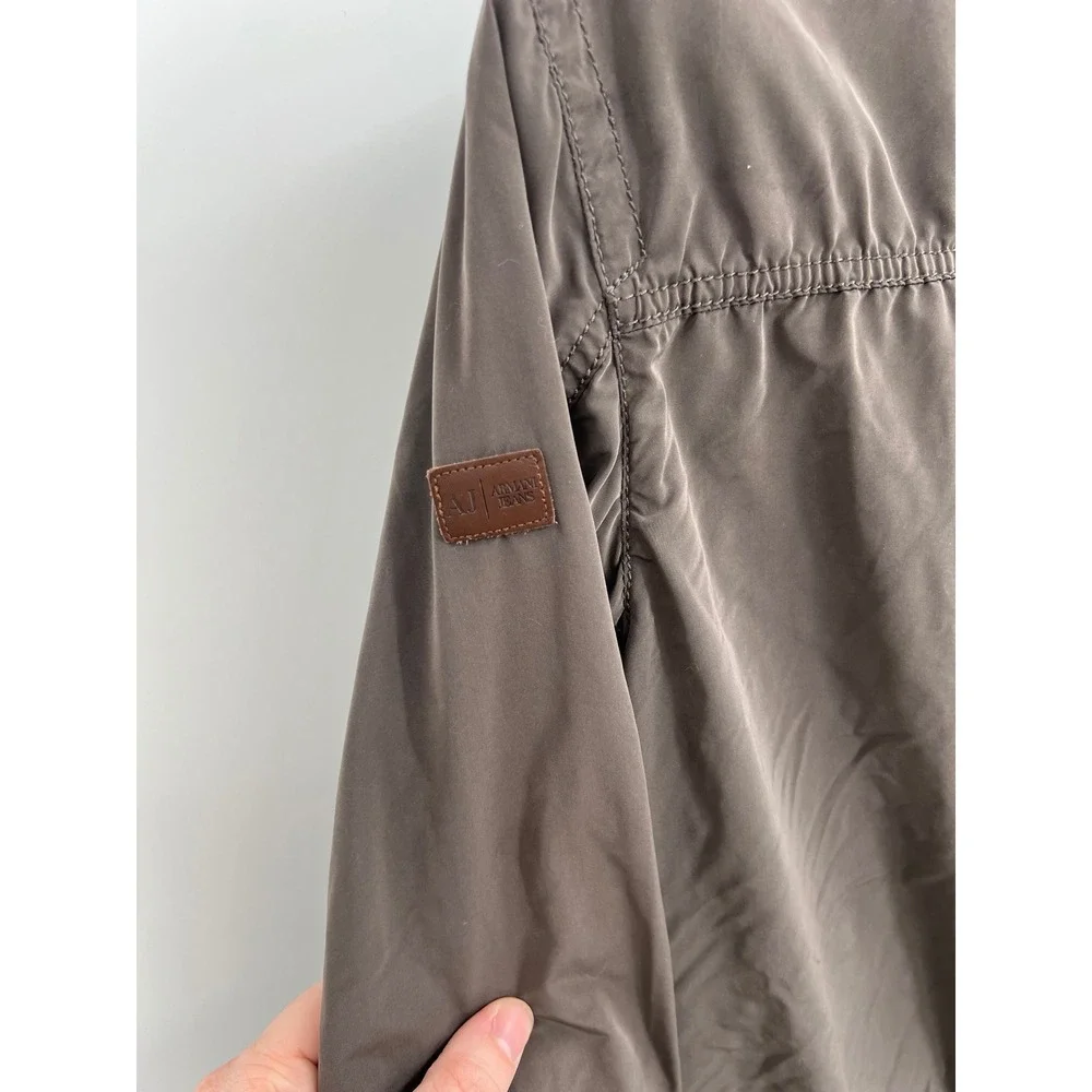 Armani Jeans Men's Bomber Jacket Size S Olive Brown Full Zip Ribbed Trim